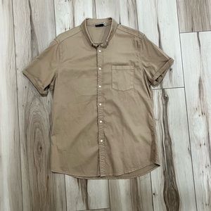 🚨 ASOS DESIGN stretch slim organic denim shirt in stone